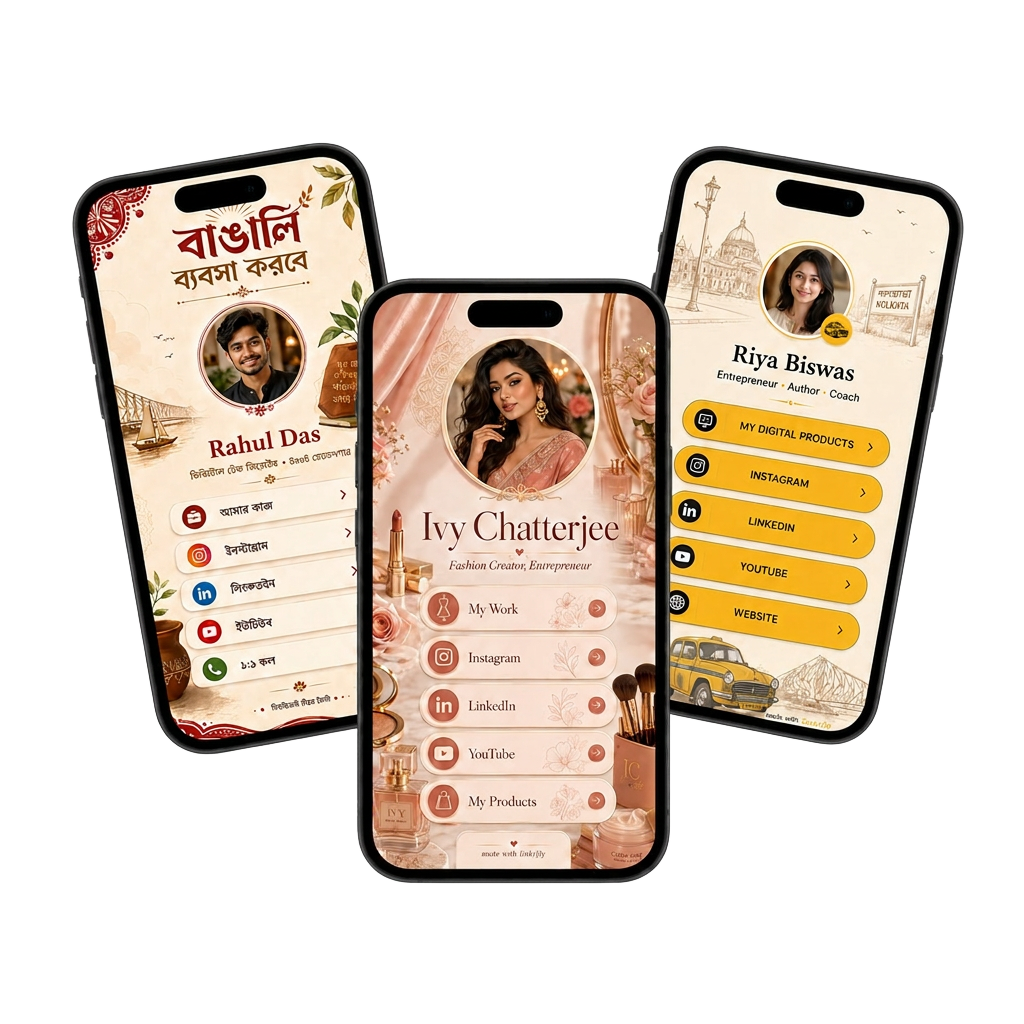 Three phone mockups